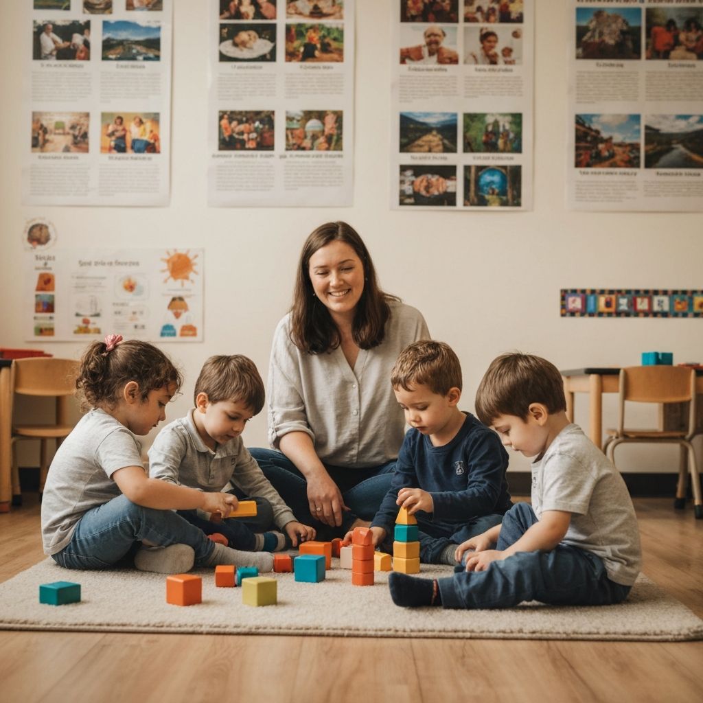 Children playing in classroom