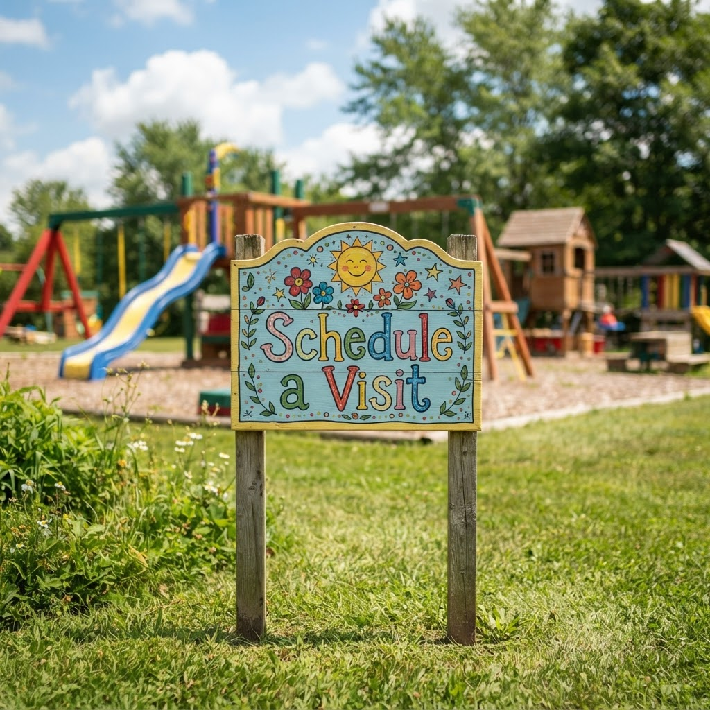 Welcome sign inviting families to schedule a visit